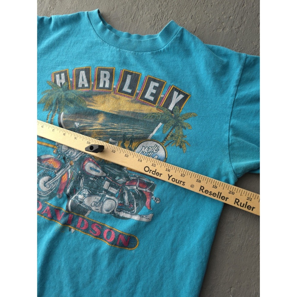 Vintage 1990s Harley-Davidson 3D Emblem Blue Single Stitch T-shirt Ontario M - Picture 11 of 12